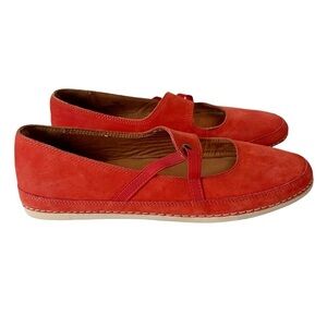 L’amour Des Pieds Denisse Red Nubuck Leather Mary Jane Flats Shoes